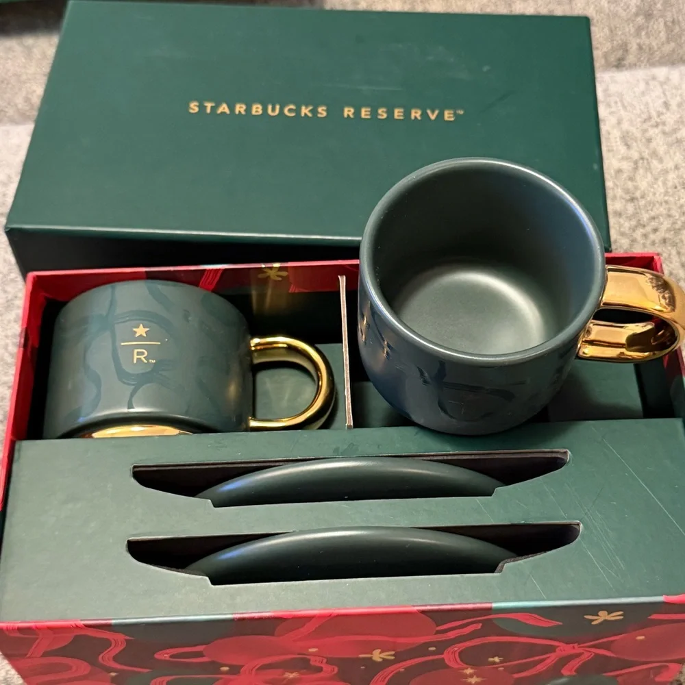 Starbucks Reserve Green & Gold Espresso Mug & Saucer Set - Picture 3 of 7